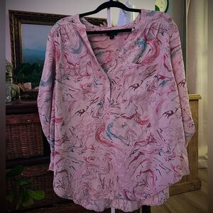 Torrid Swirl Blouse with 3/4 Length Sleeves